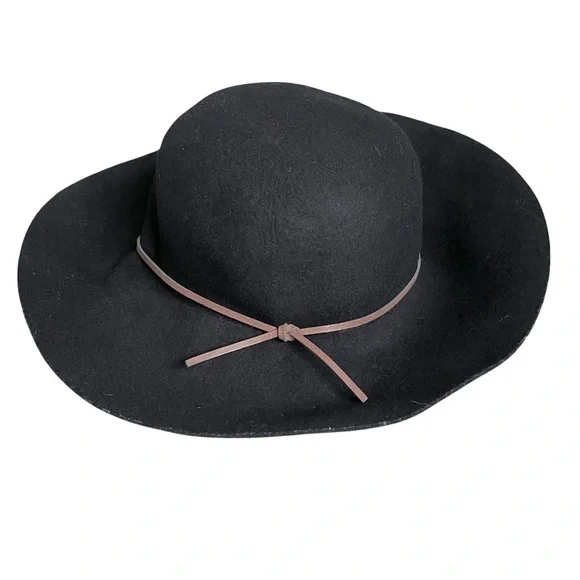 ARITZIA TALULA Baylis Wool Wide Brim Floppy Hat Black M/L - Picture 2 of 11